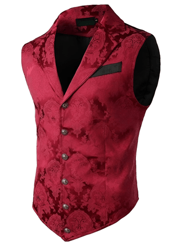 Men's Victorian Suit Vest Waistcoat Men's Casual Vest Evening Attire, Drestiny, Victorian Inspired Waistcoat, Vests, Sleeveless, Suit Vests, Red, Black, White, Navy Blue, Red Flower, Grey, S, M, L, XL, XXL, 2XL, 3XL, XXXL, United States, Canada, Australia, New Zealand, United Kingdom, shopdrestiny.com, Victorian Costume Vests